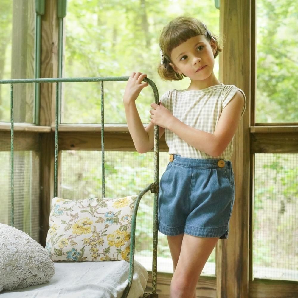 トップス soor ploom SUNDAE TEE 4y Soor Ploom（ソーアプルーム）／SUNDAE TEE - GINGHAM PRINT