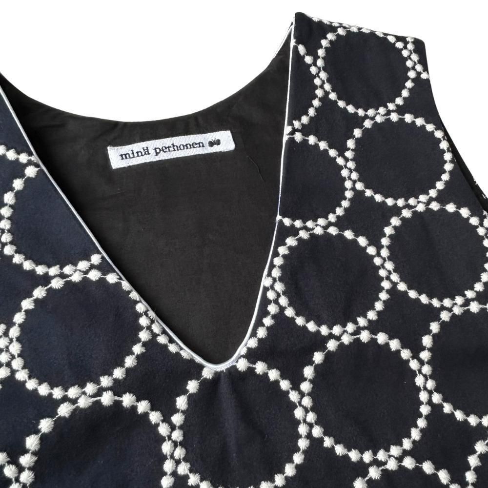 mina perhonen（ミナ ペルホネン）／tambourine Vネック dress - navy