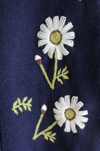 made in Peru】マーガレット刺繍ロングカーディガン NV - crochet