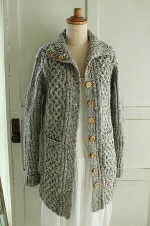 Athena Designsケーブル編みロングカーディガンGY - crochet