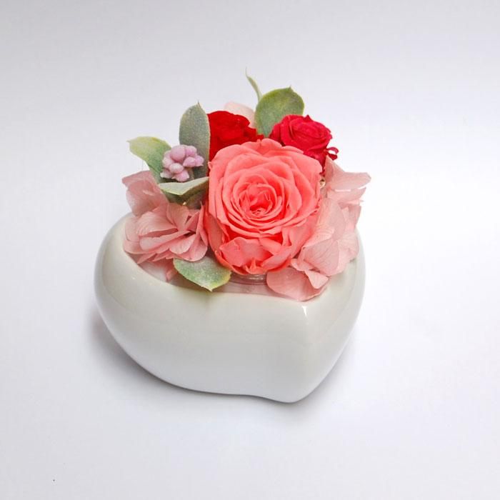 ハートポット（ピンク）＿クリアケース付 ～プリザーブドフラワー_洋