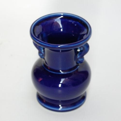 瑠璃色　ガラス　花瓶 瑠璃釉壺 花器 1点もの | 宇美焼｜鶴加窯