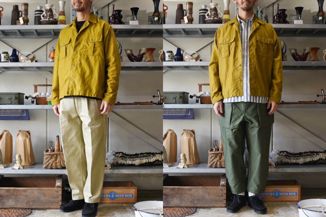 Another 20th Century(アナザートゥエンティースセンチュリー)Guthrie Workers shirts タバコ(綿麻モールスキン)