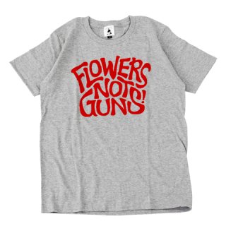 FLOWERS NOT GUNS!（フラワーズノットガンズ）サイケデリックロゴTシャツ｜ヘザーグレー×レッド