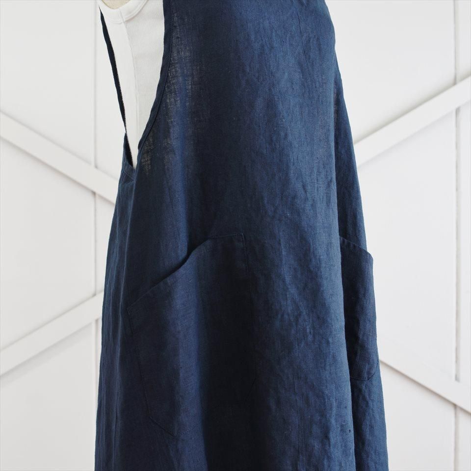 fog linen work リネンオーバーエプロン ネイビー fog linen work （fog work）（リネンオーバーエプロン