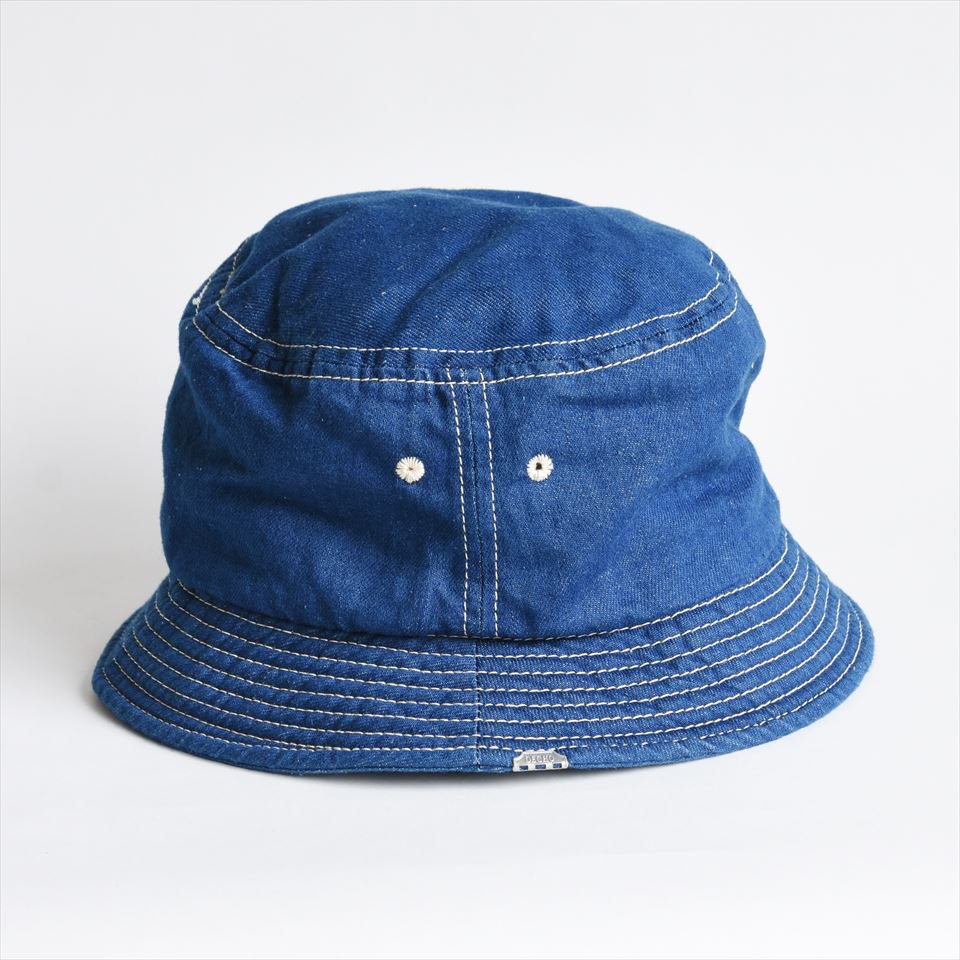 DECHO（デコー）BUCKET HAT ブルーデニム白ステッチ（綿80%麻20%）