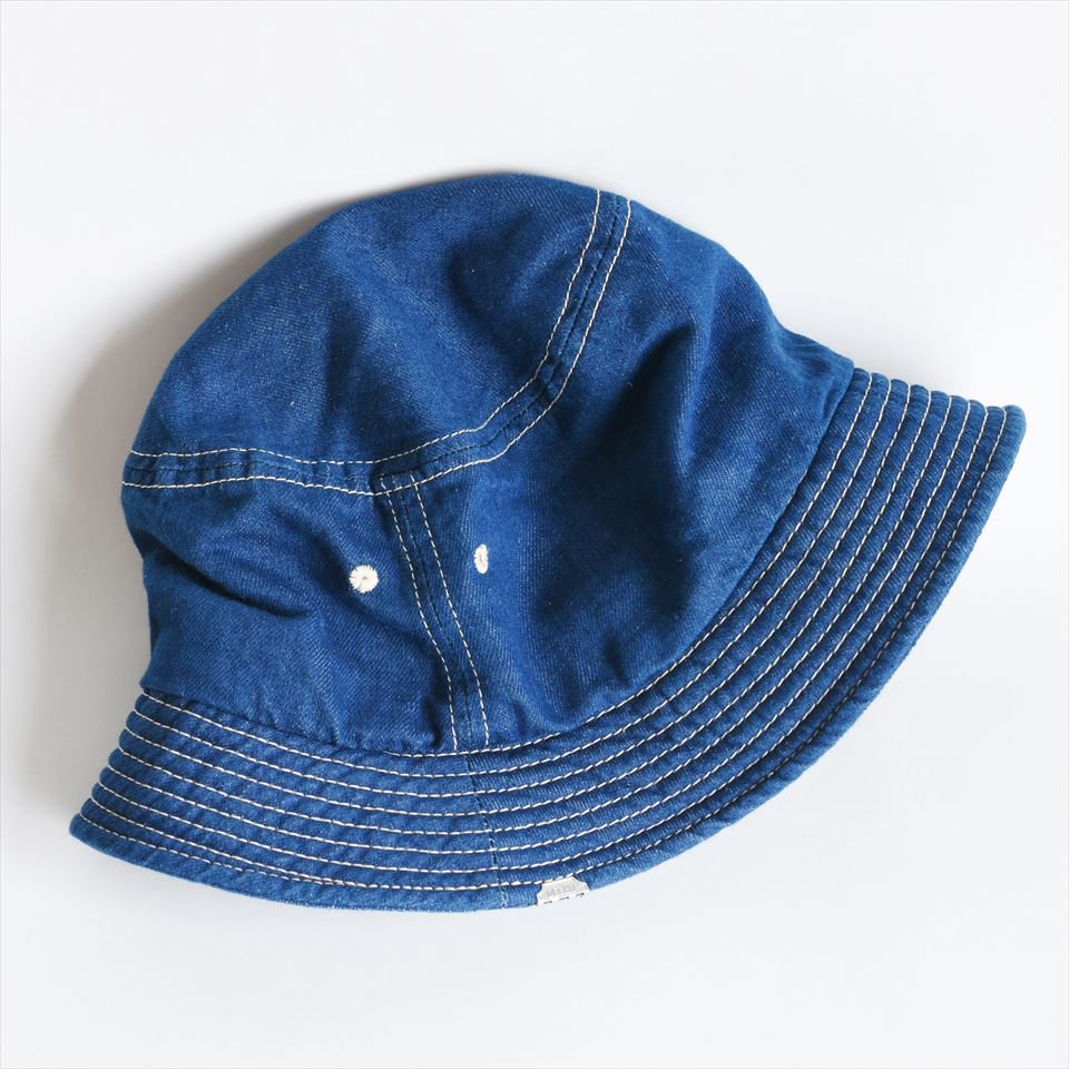 DECHO（デコー）BUCKET HAT ブルーデニム白ステッチ（綿80%麻20%）