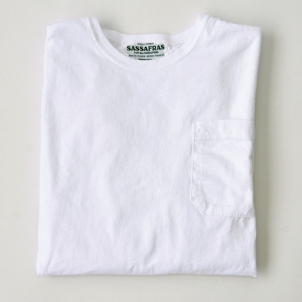 Sassafras（ササフラス）CHOP CORNER POCKET T（長袖Tシャツ）ホワイト