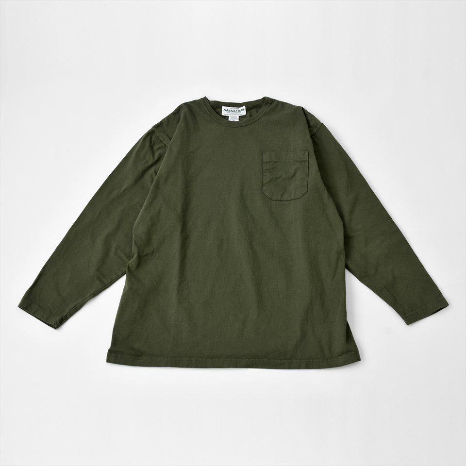 Sassafras（ササフラス）CHOP CORNER POCKET T（長袖Tシャツ）オリーブ