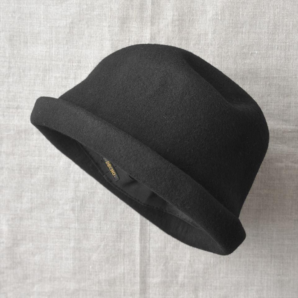 レビュー高評価商品 Decho（デコー）WOOL FELT ブラック（ウールフェルト） HAT 帽子