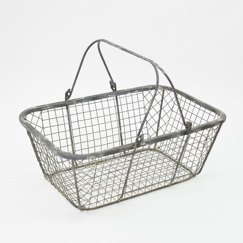可動式ハンドルワイヤーバスケット(グレー)W46 D29 H17cm 可動式ハンドルワイヤーバスケット(グレー)W46 D29 H17cm