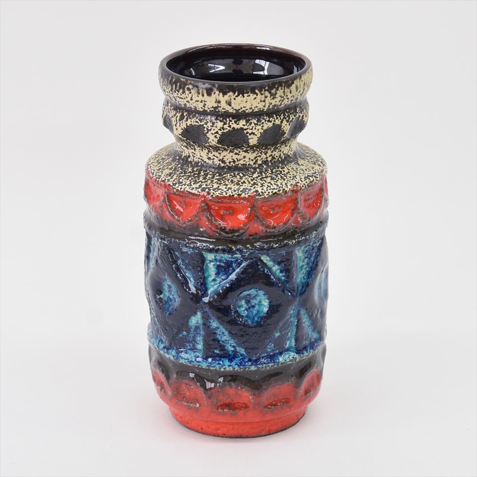 1960's Vintage] BAY keramik製 Fat Lava（ファットラヴァ）Flower Vase レリーフモチーフ（西ドイツ）