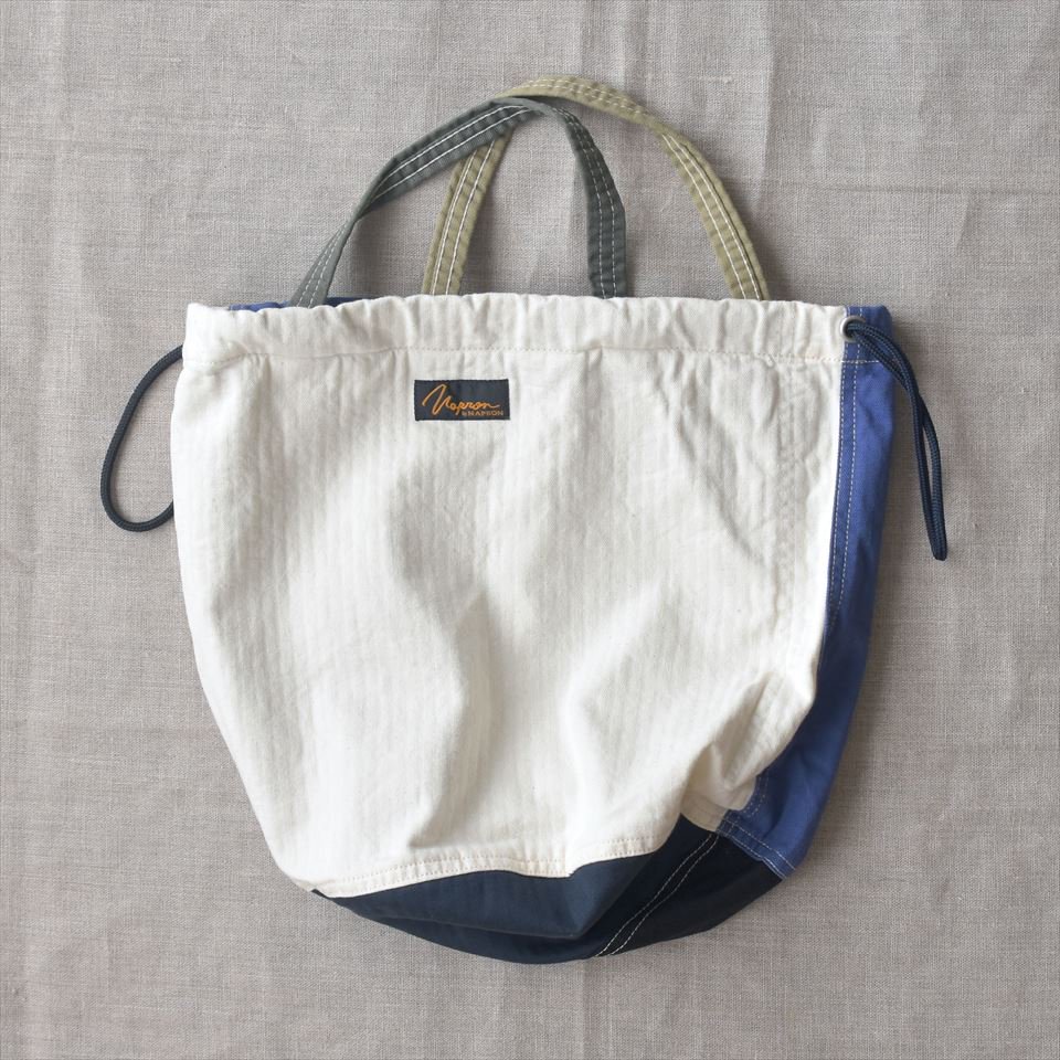 Napron（ナプロン）PATIENTS BAG ホワイトxブルー（ヘリンボーン）Mサイズ