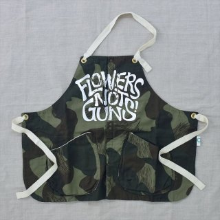 Suolo（スオーロ）GRIZZLYエプロン グリーンカモ-B（Flowers Not Guns!プリント）