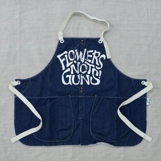 Suolo（スオーロ）GRIZZLYエプロン デニム-B（Flowers Not Guns!プリント）