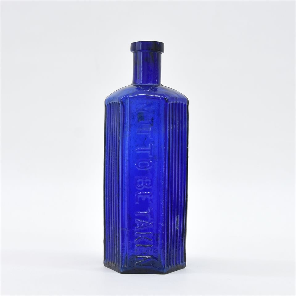 UK Vintage ] イギリスの古いポイズンボトル ブルー(B)