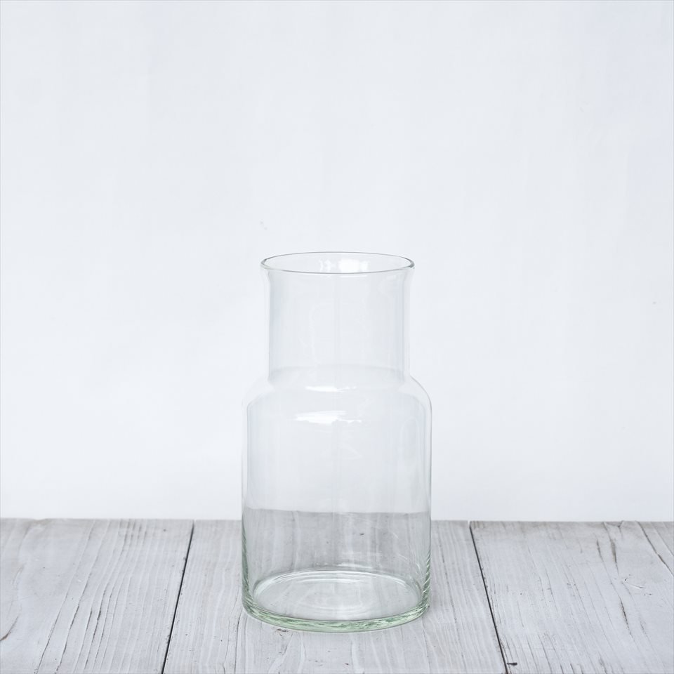 リューズ ガラス フラワーベース ネック   再生ガラス 特大 花瓶 シリンダー即購入OK