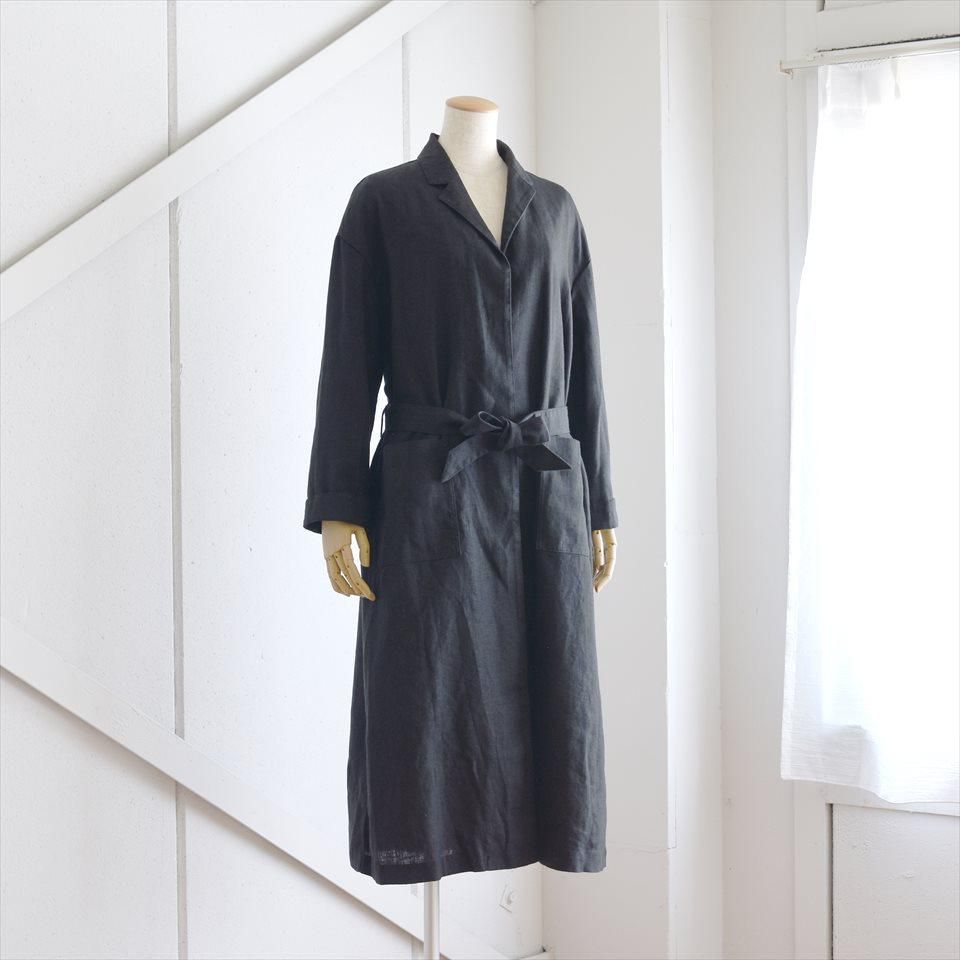 Fog Linen Work（フォグリネンワーク）リネンコート「ロッテ」ブラック（厚地リネン）