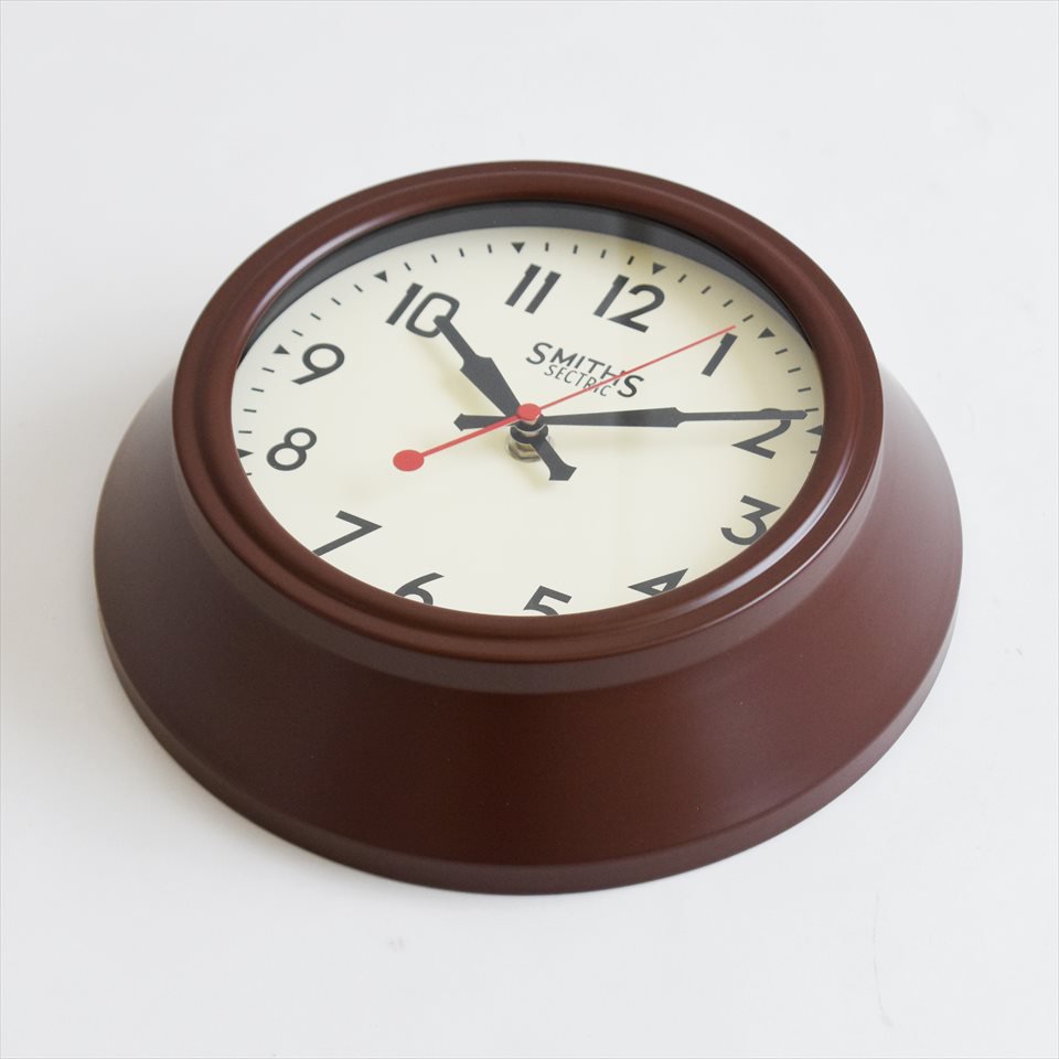 イギリスSmiths Clocks（スミスクロック）レトロウォールクロック（壁掛け時計）ブラウン