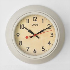 イギリスSmiths Clocks（スミスクロック）レトロウォールクロック（壁掛け時計）アイボリー