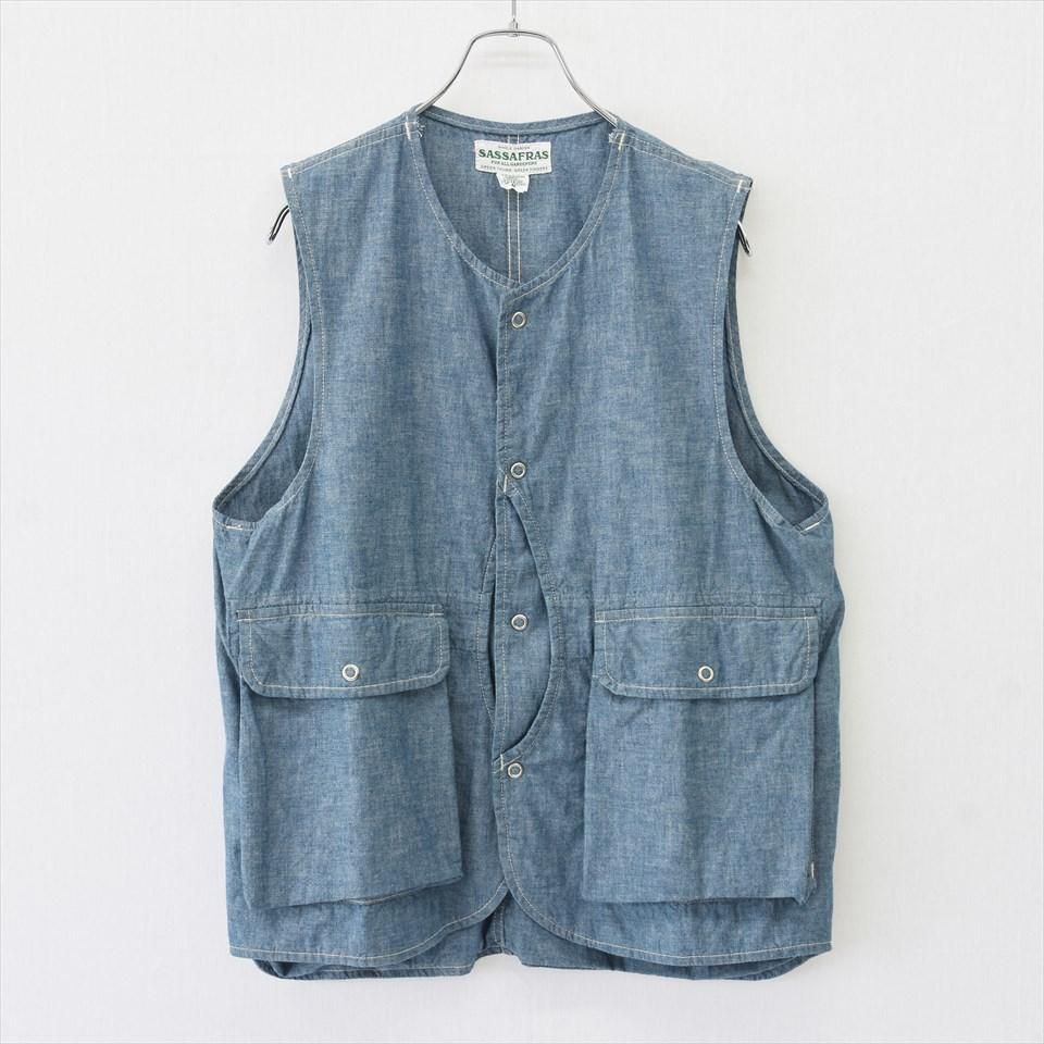 SASSAFRAS（ササフラス）PLANT HUNTER VEST ブルー（5ozシャンブレー）