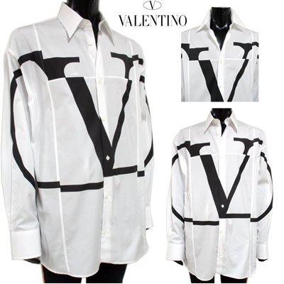 ヴァレンティノ(VALENTINO) メンズ フロントVロゴコットンシャツ Vロゴ 