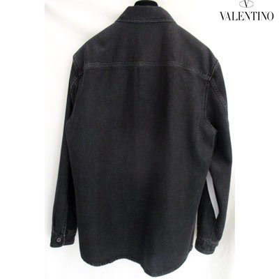 ヴァレンティノ(VALENTINO) メンズ フロントVロゴブラックデニムシャツ 