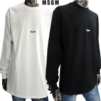 エムエスジーエム Tシャツ メンズ ロンt Msgmスモールロゴ付き長袖tシャツ 2color 黒