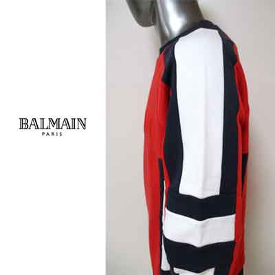 バルマン BALMAIN メンズ トップス スウェット トレーナー ロゴ BALMAINエンボス加工ロゴ・スリーブ部分模様デザイン付スウェット  マルチカラー WH1JS035 B120 MAW