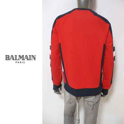 バルマン BALMAIN メンズ トップス スウェット トレーナー ロゴ BALMAINエンボス加工ロゴ・スリーブ部分模様デザイン付スウェット  マルチカラー WH1JS035 B120 MAW