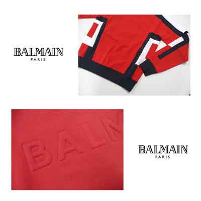 バルマン BALMAIN メンズ トップス スウェット トレーナー ロゴ BALMAINエンボス加工ロゴ・スリーブ部分模様デザイン付スウェット  マルチカラー WH1JS035 B120 MAW