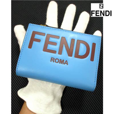フェンディ FENDI メンズ 財布 ウォレット ユニセックス可 ロゴ FENDIロゴ型押し・ライトブルーカラーレザーウォレット ライトブルー  8M0447 AHN1 F1E8Z