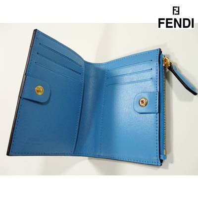 フェンディ FENDI メンズ 財布 ウォレット ユニセックス可 ロゴ FENDIロゴ型押し・ライトブルーカラーレザーウォレット ライトブルー  8M0447 AHN1 F1E8Z