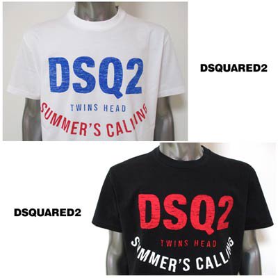ディースクエアード(DSQUARED2)メンズ トップス Tシャツ 半袖 ロゴ カットソー 2color  ツインヘッド/ケルベロスロゴ・DSQ2ロゴプリント付きTシャツ