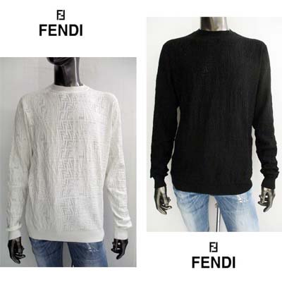 フェンディ FENDI, メンズ トップス ニット セーター 4color レーヨン地・総柄FFズッカ柄透かし加工ライトニットセーター
