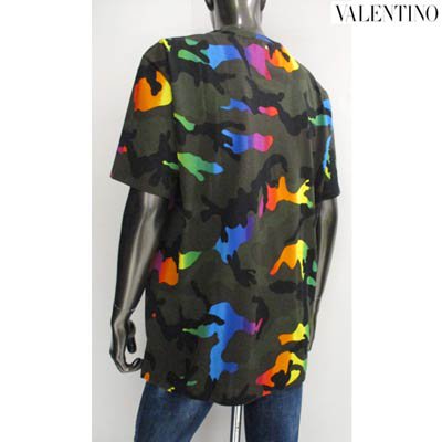 ヴァレンティノ(VALENTINO) メンズ トップス Tシャツ 半袖 ロゴ カモ柄