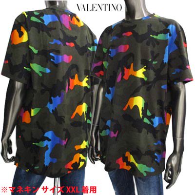 ヴァレンティノ VALENTINO メンズ トップス Tシャツ 半袖 総柄グラデーションレインボーカラーVLTNロゴ付Tシャツ ブラック  VV3MG08J 73T 20K