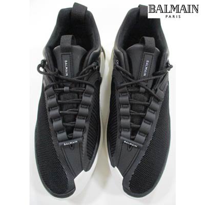 バルマン BALMAIN メンズ 靴 スニーカー ロゴ  シューレース/サイドソール部分BALMAINロゴ刻印/アウトソールデザイン装飾付きハイテクスニーカー 黒 VM1C240 LSDH EAB