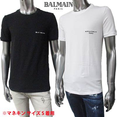 バルマン BALMAIN メンズ トップス Tシャツ 半袖 2color ※Vネックタイプもあります バイカラースモールロゴ刺繍付Tシャツ  BRM205170 10012/00112 100/001