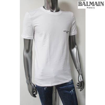 BALMAIN バルマン タイガー刺繍 チェック半袖シャツ レッド/ネイビー