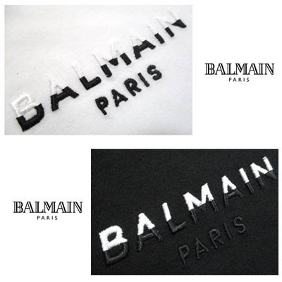 バルマン BALMAIN メンズ トップス Tシャツ 半袖 2color ※Vネックタイプもあります バイカラースモールロゴ刺繍付Tシャツ  BRM205170 10012/00112 100/001