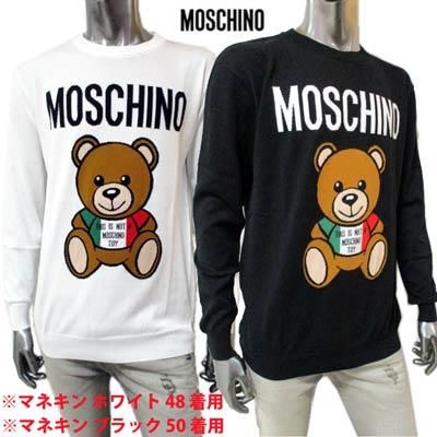 モスキーノ MOSCHINO メンズ トップス ニット ライトニット 2color フロントMOSCHINO BEARロゴ付きクルーネックライトニット  ZPA0927 2002 1002/1555