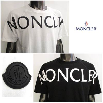 モンクレール MONCLER, メンズ トップス Tシャツ 半袖 ロゴ 2color フロントビックロゴプリント・バックロゴワッペン付きTシャツ ,  8C7C510 829H8 001
