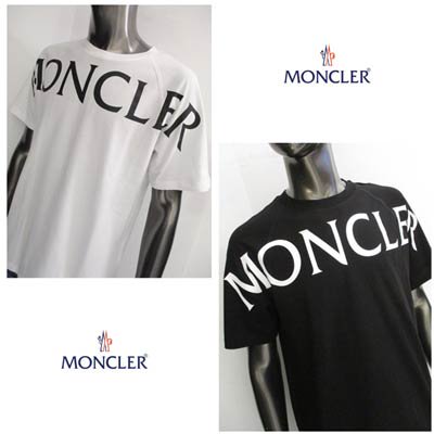 モンクレール MONCLER, メンズ トップス Tシャツ 半袖 ロゴ 2color フロントビックロゴプリント・バックロゴワッペン付きTシャツ ,  8C7C510 829H8 001