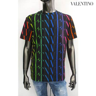 ヴァレンティノ VALENTINO メンズ トップス Tシャツ 半袖 総柄グラデーションレインボーカラーVLTNロゴ付Tシャツ ブラック  VV3MG08J 73T 20K