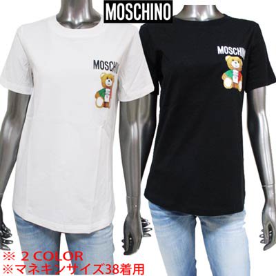 美品 モスキーノ MOSCHINO Tシャツ カットソー ショートスリーブ ロゴ トップス コットン レディース  38(M相当) ブルー