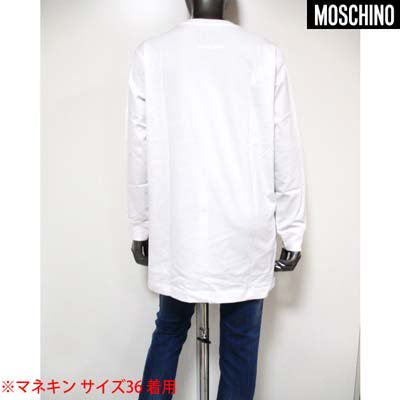 モスキーノ MOSCHINO レディース トップス ロンT 長袖 2color フロントロゴ・イタリア風BEARロゴプリント付きロングTシャツ 白/黒  EA0707 0540 1555/1001