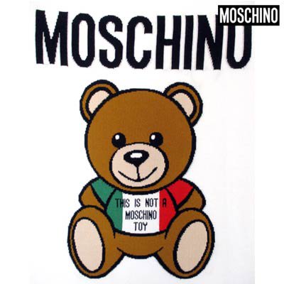 モスキーノ MOSCHINO レディース トップス ニット ワンピース ロゴ 2color BEARビッグロゴ付ライトニットワンピース 白/黒  A0485 0502 1002/1555