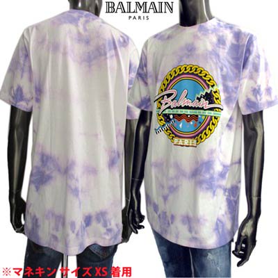 65センチ身幅BALMAIN バルマン FRONT PRINT S/S TEE RH016011124 フロントロゴプリント 半袖Tシャツ カットソー ブラック