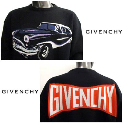 ジバンシー GIVENCHY メンズ トップス ニット セーター ロゴ フロント車/バックGIVENCHYロゴ付クルーネックニット ブラック  BM90F9 4Y7J 001